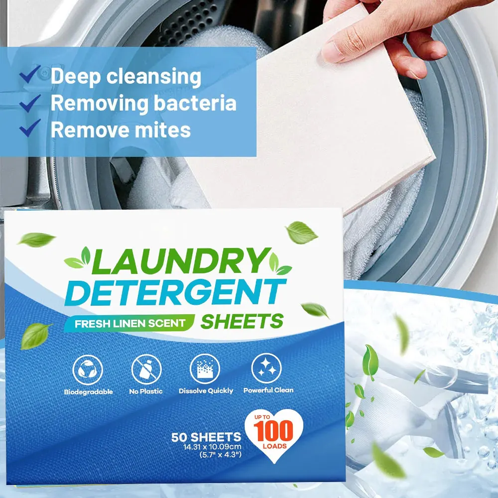 50 Sheets Concentrated Laundry Tablets Strong Decontamination Washing Powder Laundry Soap Cleaning Clothes Detergent Softener