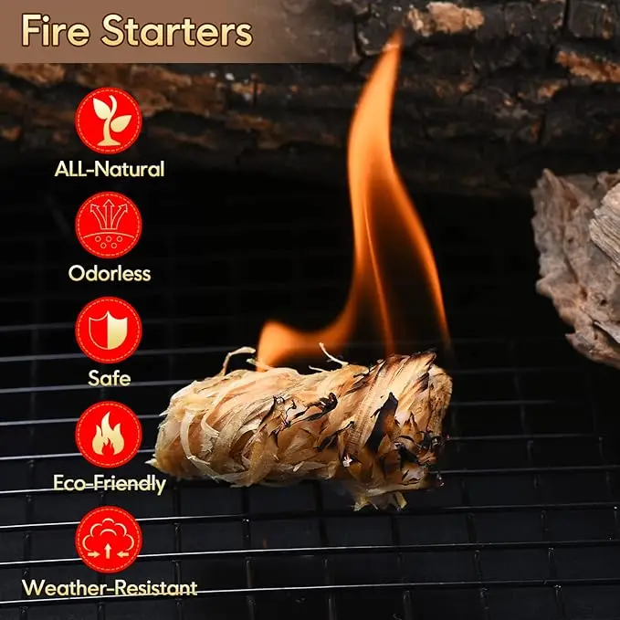Sunrich wood wool Firestarters waterproof firelighters for BBQ grills firepits camping