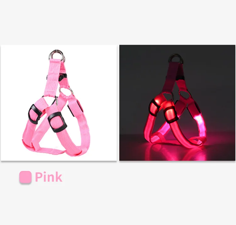 Led Polyester Fabric Dog Harness White Orange Night Safety Light Up Usb Rechargeable Led Dog Harness Vest