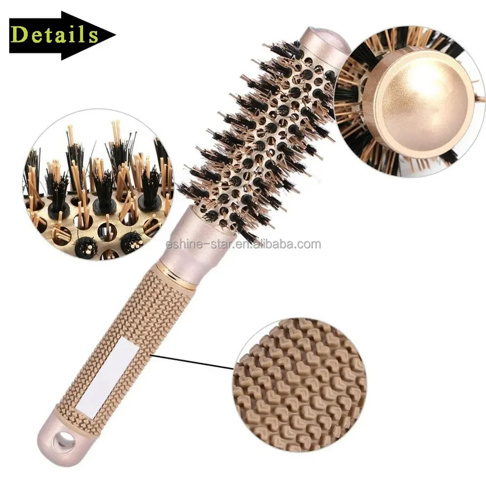Professional Round Nano Technology Ceramic Styling Boar Bristle Hair Brush for Blow Drying