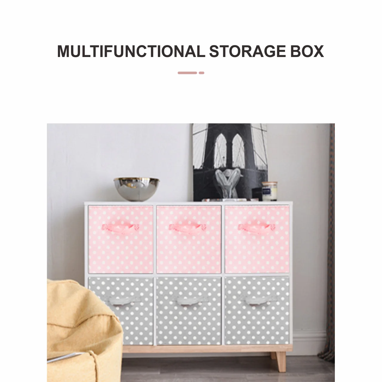 Non-woven organizing storage box closet drawer square fabric foldable lidless storage box home supplies