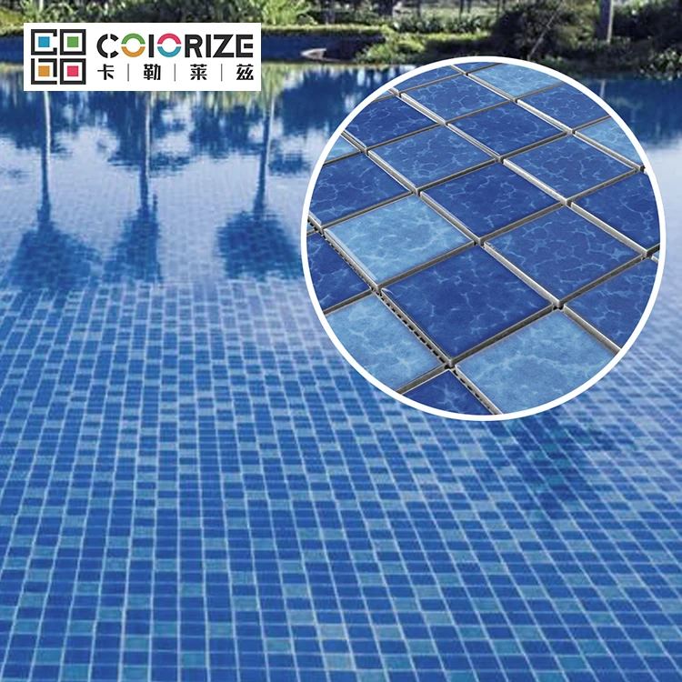 Дешевая оптовая продажа мозаичная плитка для Бассейна керамическая мозаика смешанная синяя фарфоровая печь варьируется 6 мм Толщина мозаичная плитка для бассейна