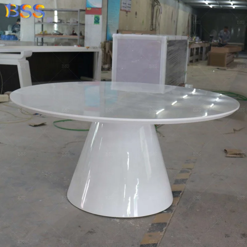 Modern Design Office Custom Size 48 Inch Circle 5 Chairs Solid Surface White Small Round Boardroom Desk