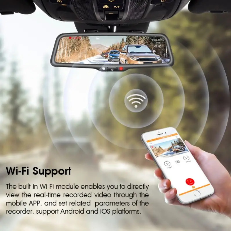 Hot Selling FULL HD 1080P Mirror Dash Cam 6-layer Glass Lens+ 1IR Car Dvr Rearview Mirror Camera