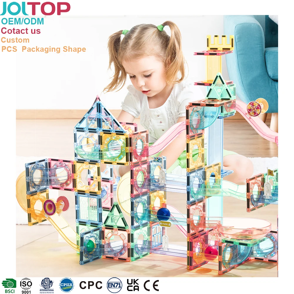 Hot Sale OEM ODM 208PCS Newly STEM Strong Magnetic Building Blocks Puzzle Magic Tile Tube Connecting Toy Marble Run Set For Kids