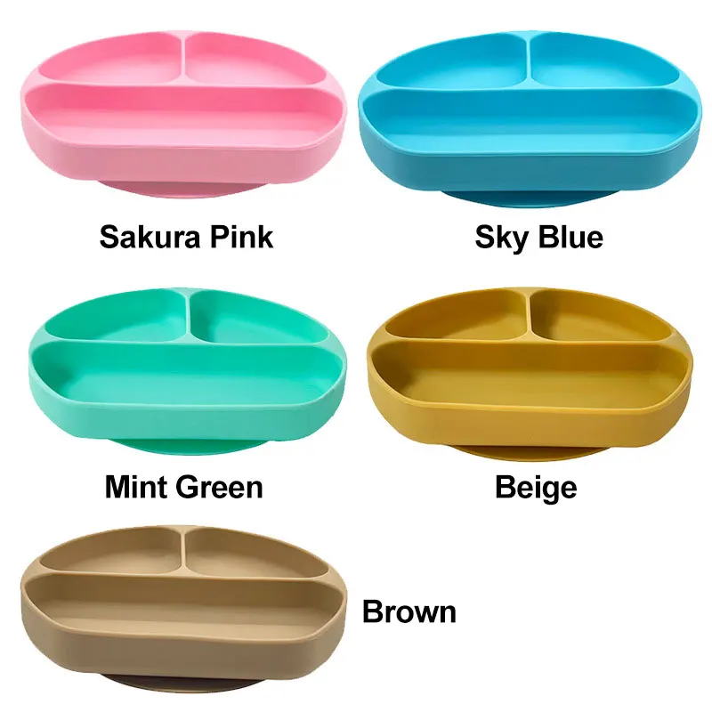 Baby Feeding Bowl Spoon And Fork Set Silicone Baby Feeding Waterproof Bibs Plates Set