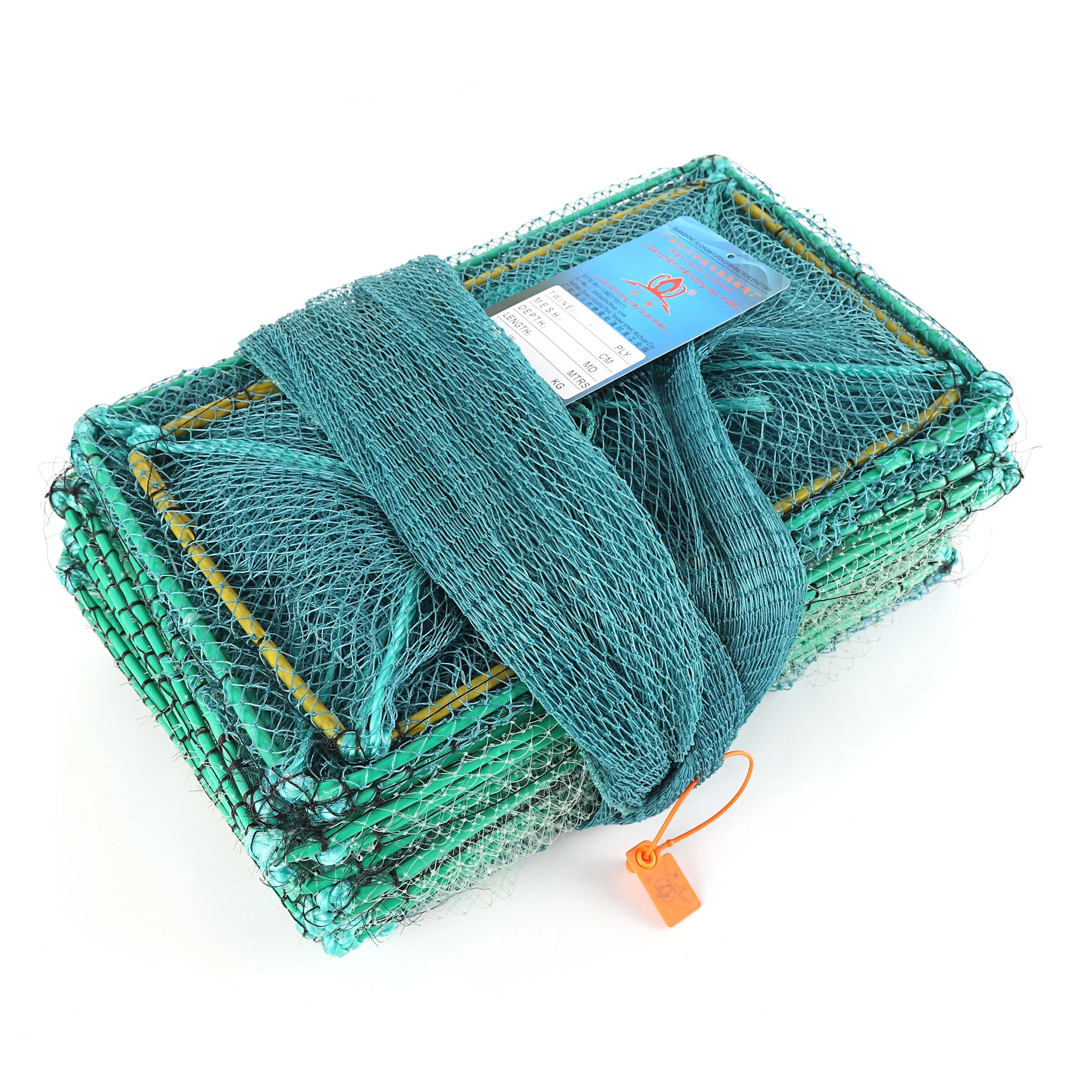 yufeng PE/Nylon Long Trap Fishing Monofilament Cage Trap Green Crab cage Fish, shrimp and crab cages 10 meters long