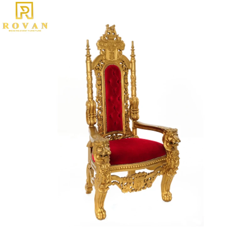 wedding  luxury red and gold king and queen throne chair velvet