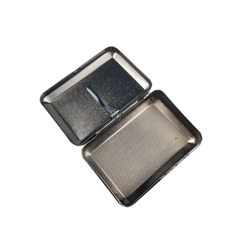 Vintage stainless steel engraving vintage metal cigarette case square pocket cigarette metal clip box