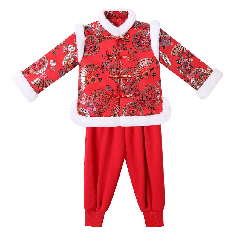 Chinese Traditional Costumes New Year Tang Suit For Children Boys Girls Kung Fu Clothing Stage Performance Clothes