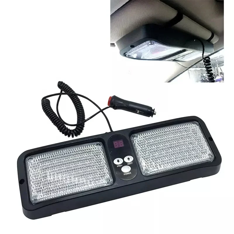 12 Flash Modes Hazard Car Sun Visor Shield Panel Lamp 12V 86 LED Vehicle Strobe Light Auto Flash Warning Lights