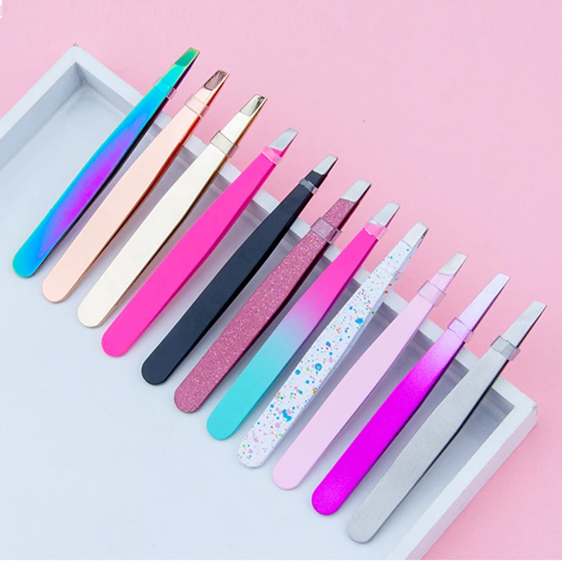 Private label stainless steel eyelash eyebrow scissors and private label eyelash tweezers for false eyelash