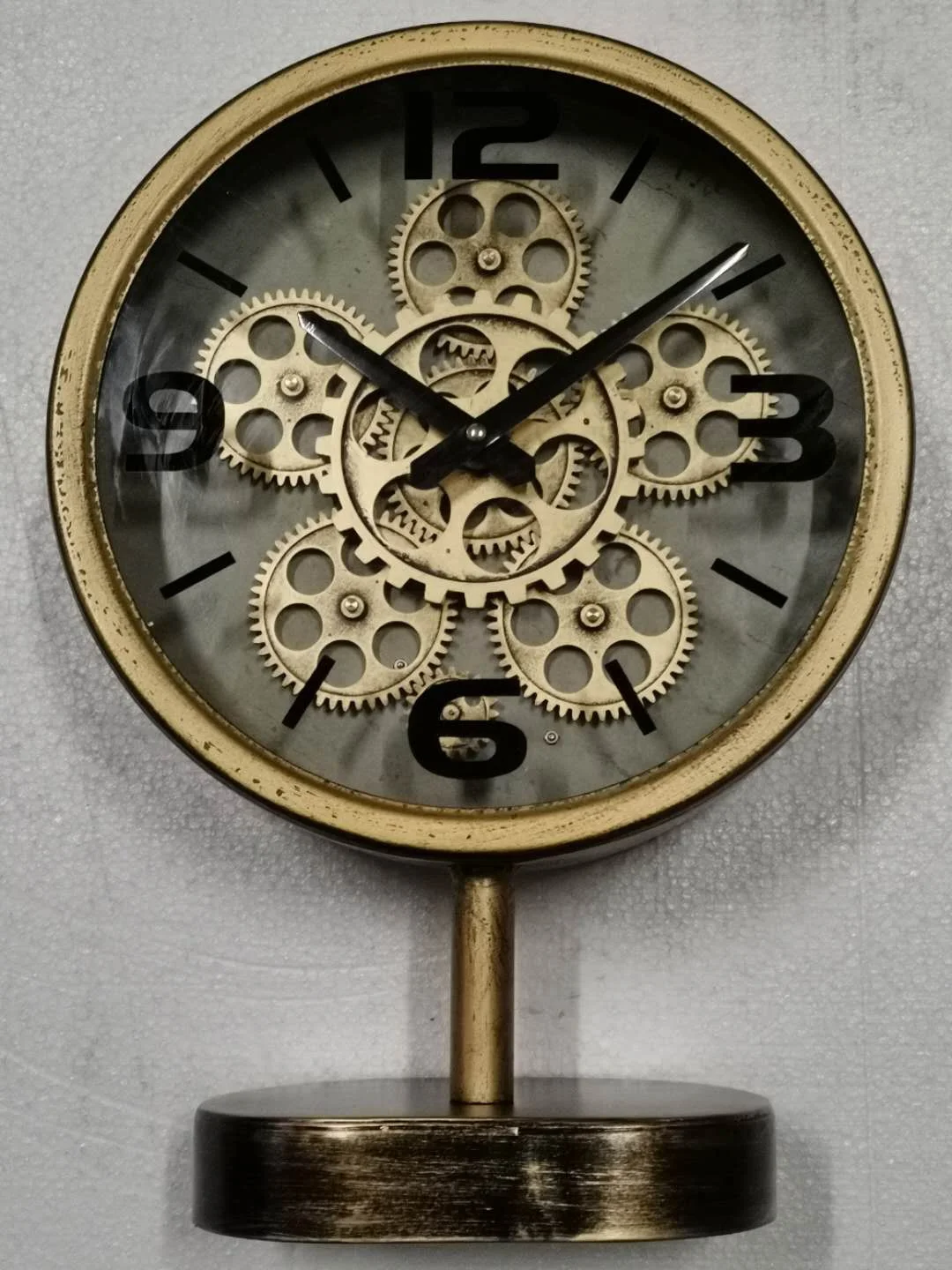 
Oversize Industrial Decorative Luxury Metal Moving Gears COG Mechanical Wall Clock 