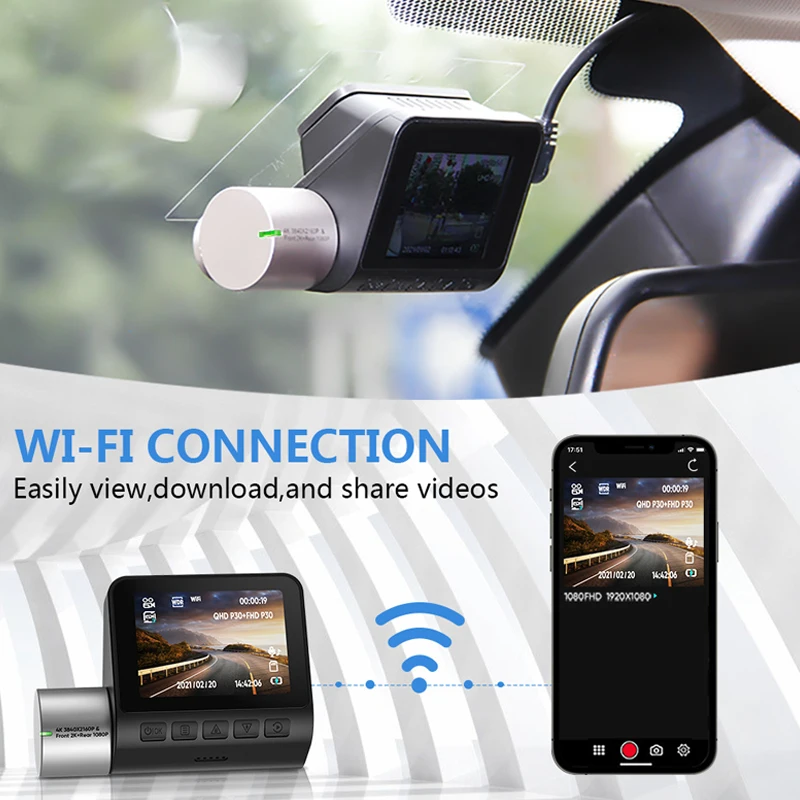 4K UHD Dash Cam Car DVR WIFI Dashcam 24H Parking Monitor Video Recorder Night Vision Front and Rear 2K Dash Camera