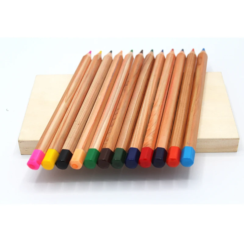 High Quality Hexagonal Colored Pencils Set Big Jumbo Cedar Wood Colour Pencils Wholesale