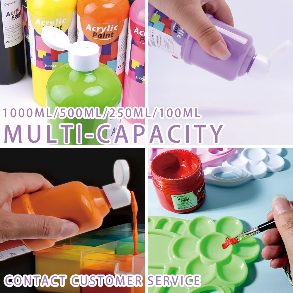 Bo Yi Xuan 500 ml Acrylic Paint 24 Colors High Coverage Capacity Pigment For Artist Art Painting Acrylic Colors Paint Set