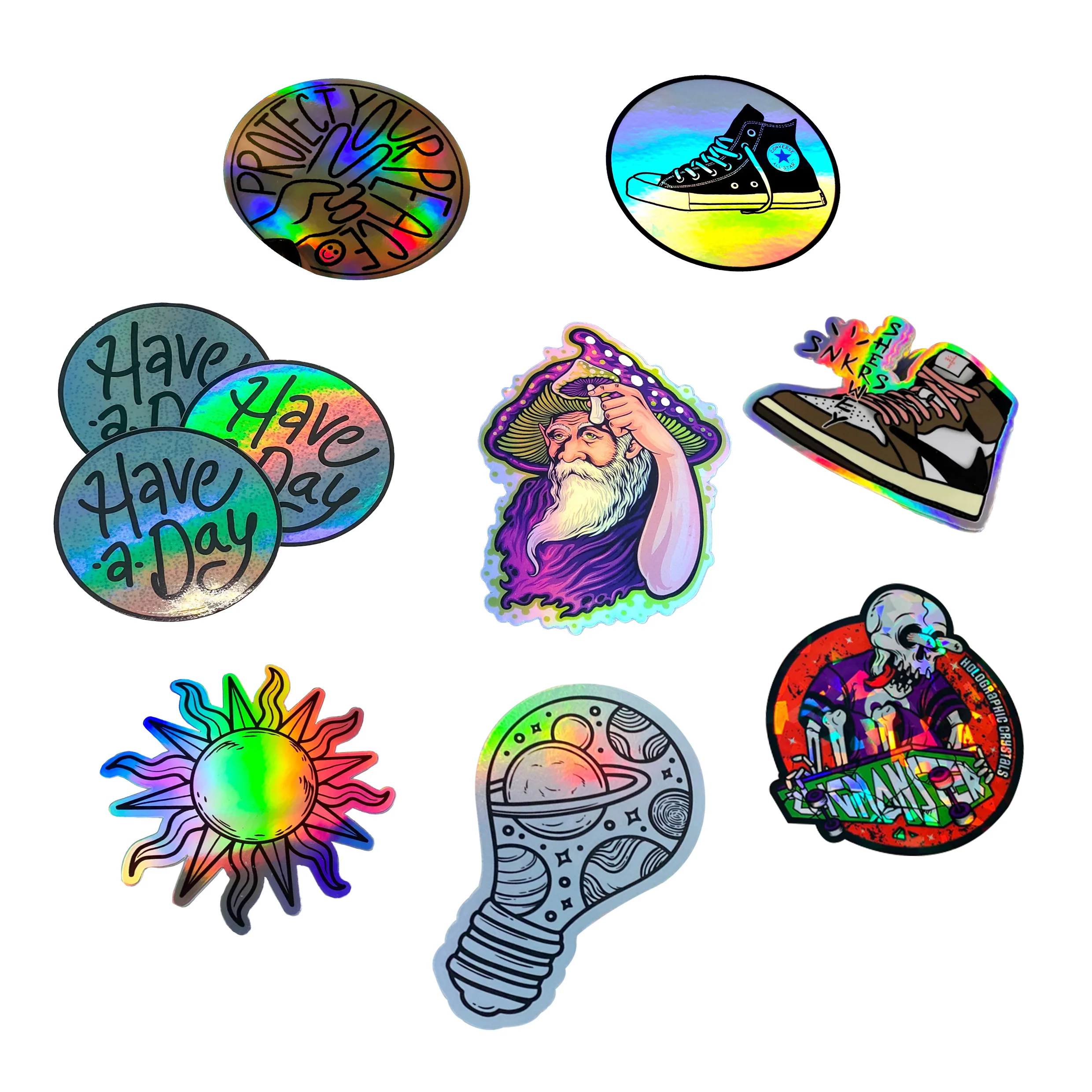 Custom logo UV Resist Printing Waterproof Durable White Vinyl PVC Self-Adhesive Die Cut Customized Logo Sticker Custom Stickers