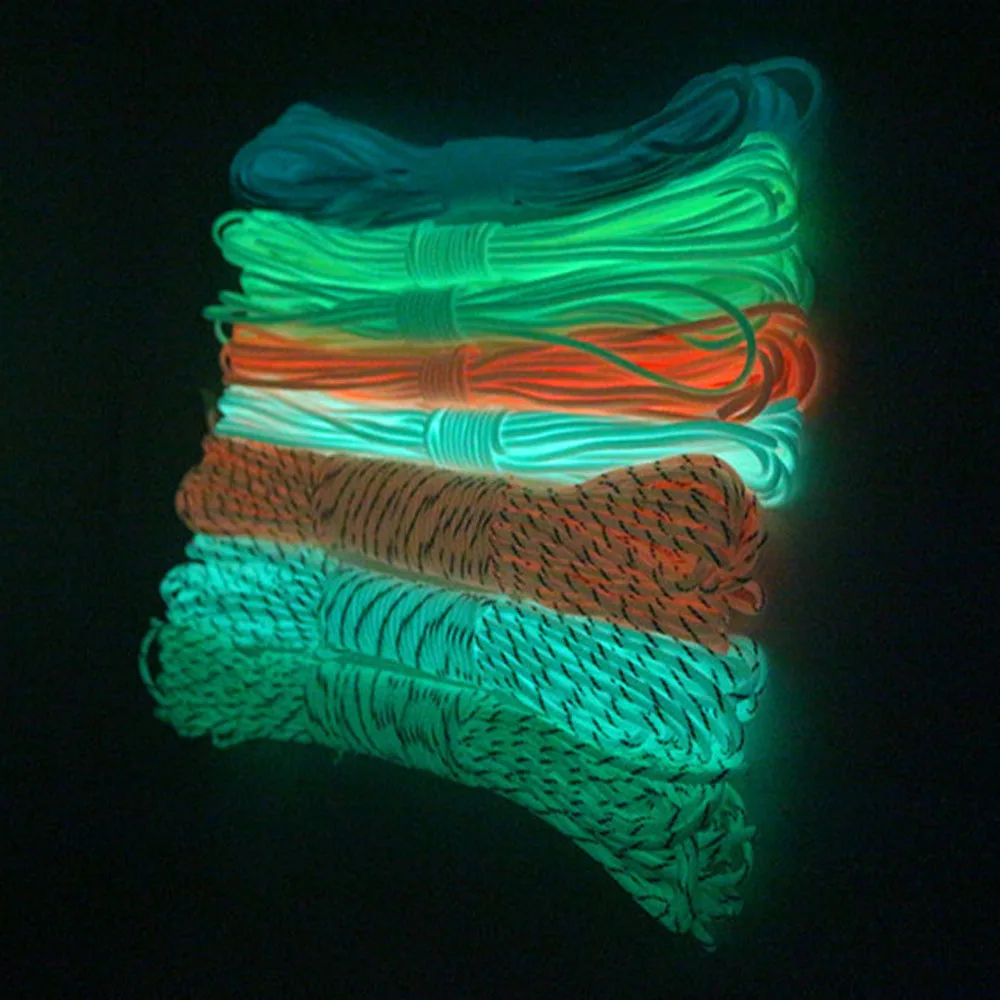 Braided Nylon 3 Strands 6 Strand Camo Glow Reflective Cord 2mm 12m Parachute Rope