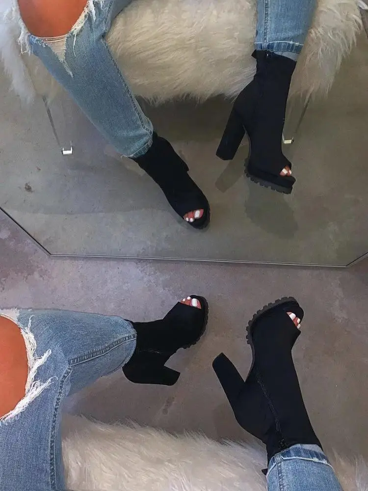  2021 fashion new women multicolor high heels zipper mouth