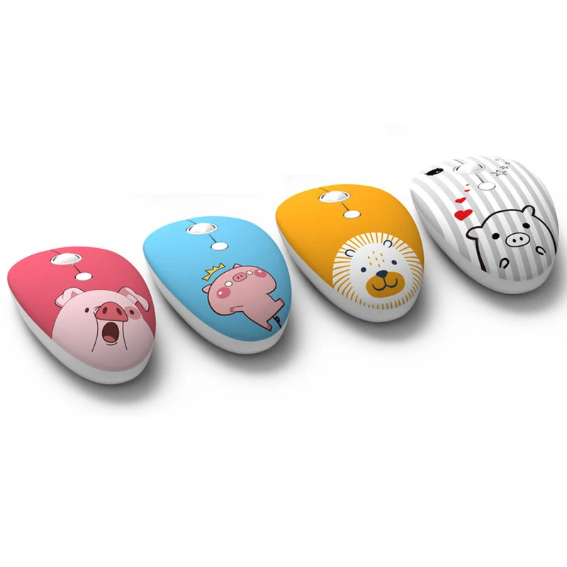 Portable Cute Cartoon Printed Pig Tiger Mouse Optical 2.4G USB Wireless Mouse office PC Laptop