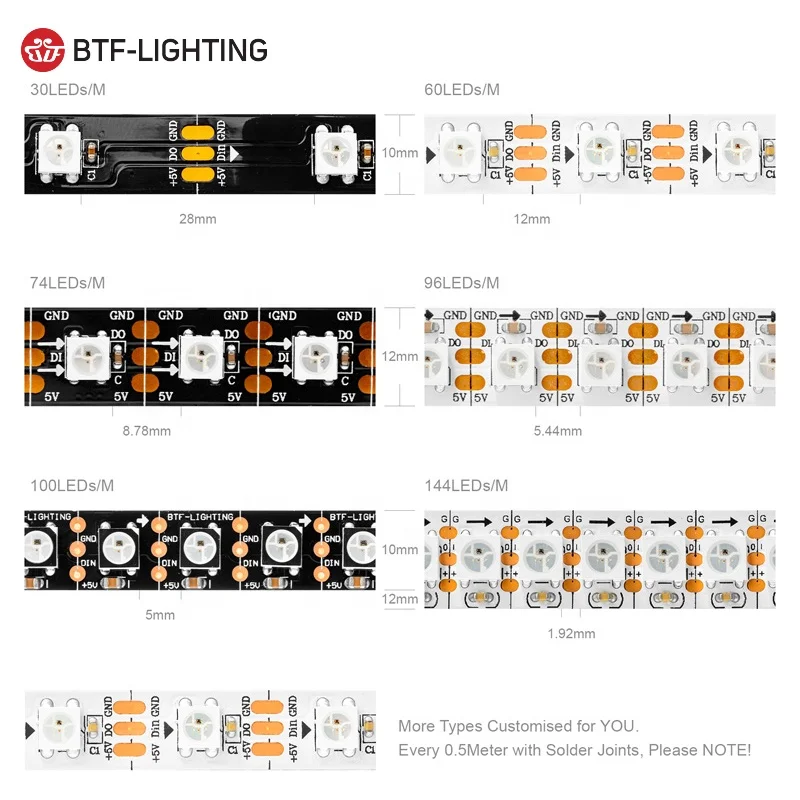 WS2812B WS2812 60 светодиодов/м пикселей 300 светодиодов 5 м RGB цифровая светодиодная лента Гибкая мечта полный цвет