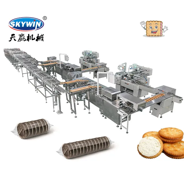 On-Edge Biscuit Sandwiching Packing Line Sandwich Making Machine Packing System