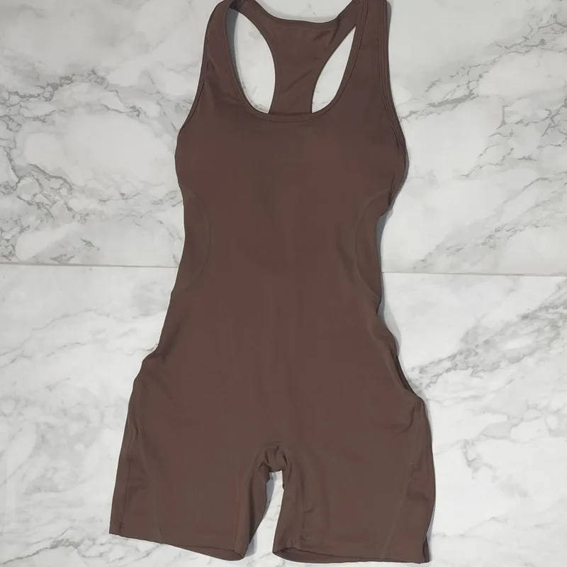 Stylish Design Yoga Jumpsuit Black Sleeveless Low Cut U-neck Workout Romper Breathable Quick Dry High Elastic Sport Bodysuit