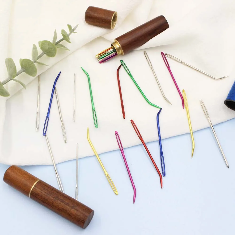 12/18Pcs Large Eye Curved Needles Sewing  Stainless Steel Large Eye Bent Tapestry Needles Darning Embroidery Needles