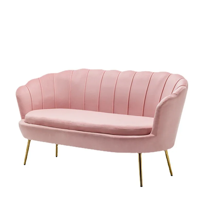 Home Furniture Luxury Modern 2 Seater Sofa Velvet Fabric Love Seat Sofa Bedroom Furniture Sofa Bed Nordic Style Pink White 30PCS