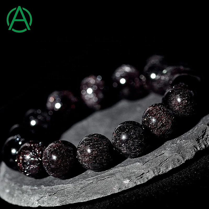 ArthurGem Rare Top Quality Black Fireworks Super Seven Crystal Bracelet Natural Healing Super Seven Gemstone Bracelet Women Men