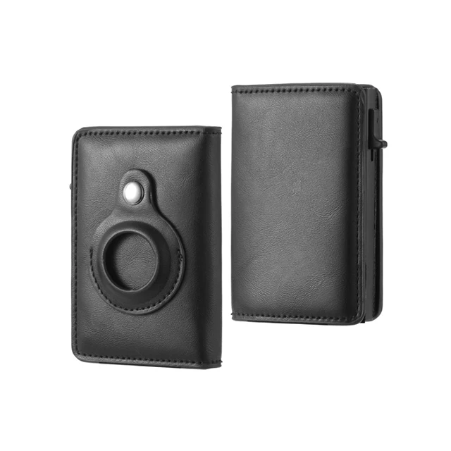 Мужской бумажник из натуральной кожи, Алюминиевый Rfid бумажник, держатель для карт, RFID Блокировка, минималистичный бумажник с Apple AirTag, чехол