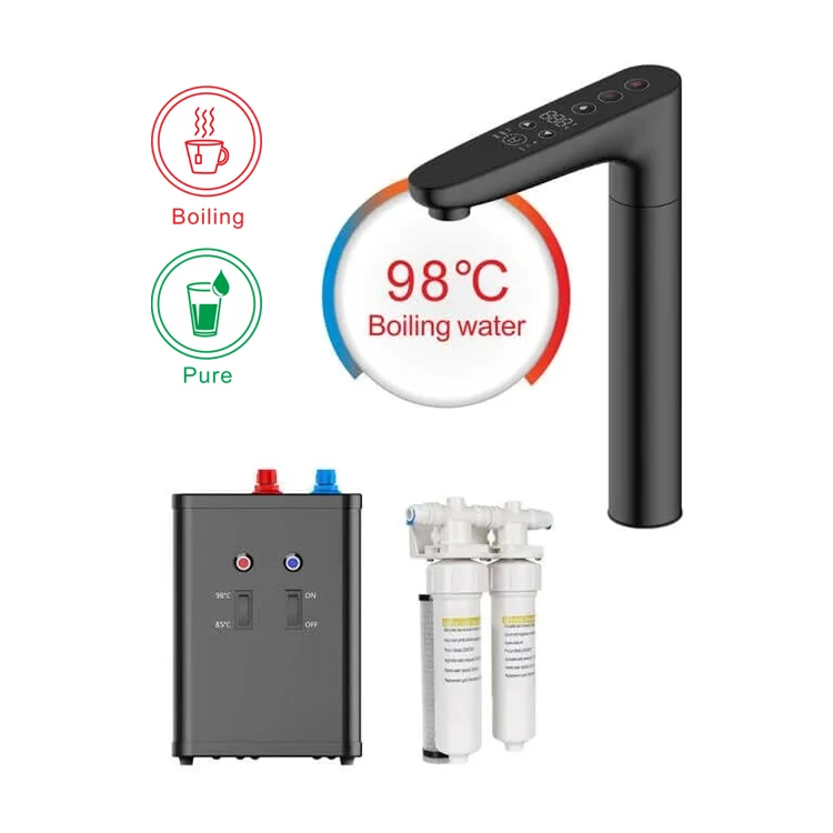 Iwater Torneira Black Plastic Deck Mounted Kitchen Cabinets Sink Faucet Faucets Mixer Mixers Boiling Hot And Cold Water Taps Tap