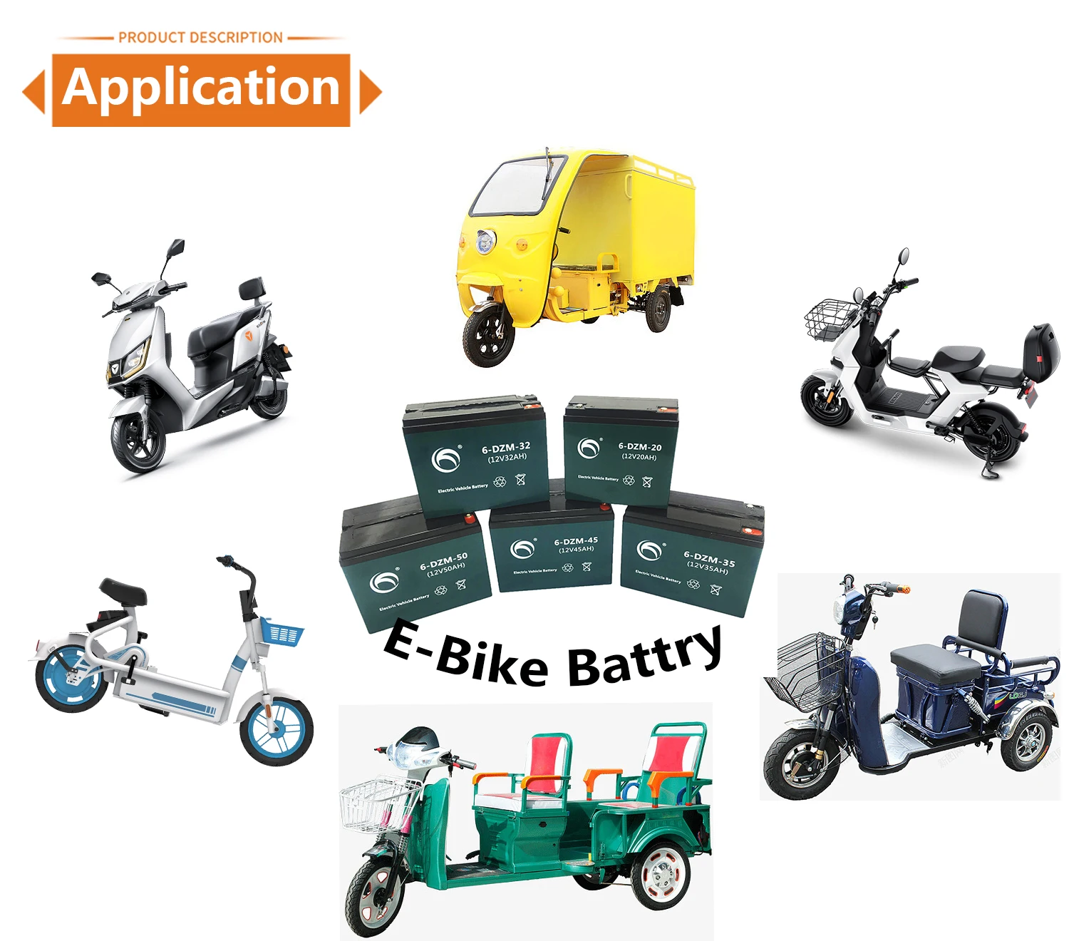 Hot Sale 6-DZM-32A 12V32AH Moped Sealed AGM Electric Wheelchairs Bikes Lead Acid Storage Battery VRLA Gel Batteries For E-Bike
