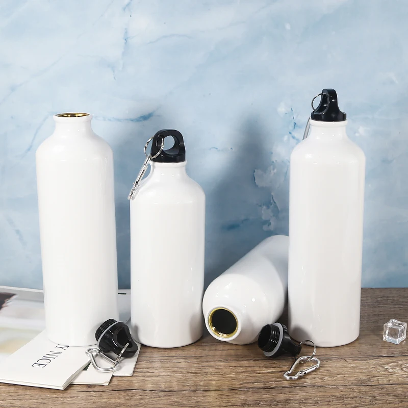 Wholesale White sublimation blanks Aluminum water bottles 400 500 600 750 ml Sport Water Bottle for heat transfer