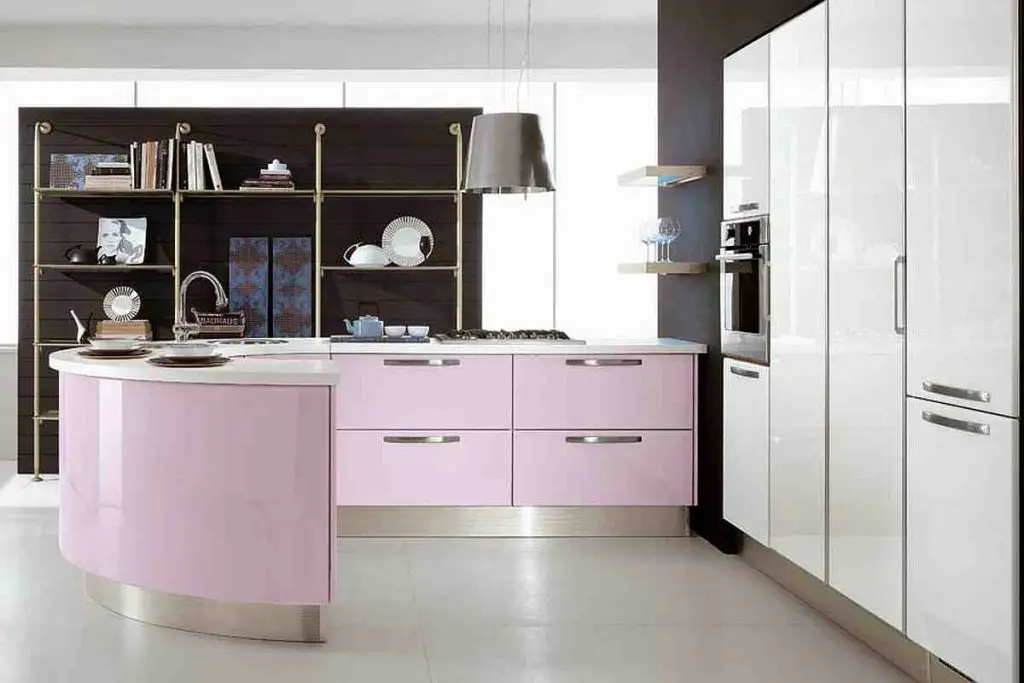 Modern Fashion Curved Island High Gloss Lacquer Doors Kitchen Cabinets