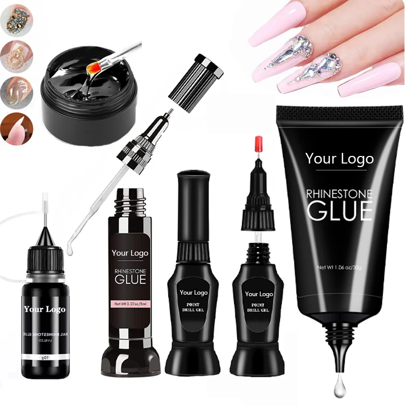 Nail Art Rhinestone Gel Super Sticky Clear Nail Polish Adhesive Gel Glue Hema Free Uv Gel Long Lasting Nail Rhinestone Glue