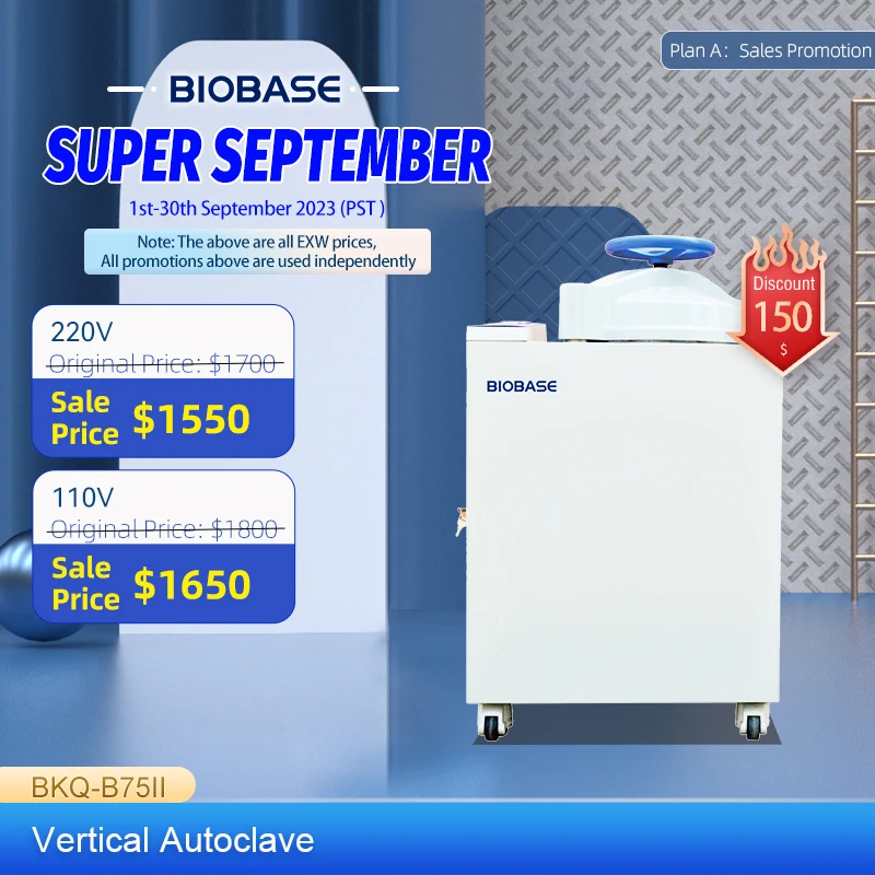 BIOBASE China Pressure Steriliser Autoclave BKQ-B75II capacity 75L Steam Sterilization for lab use