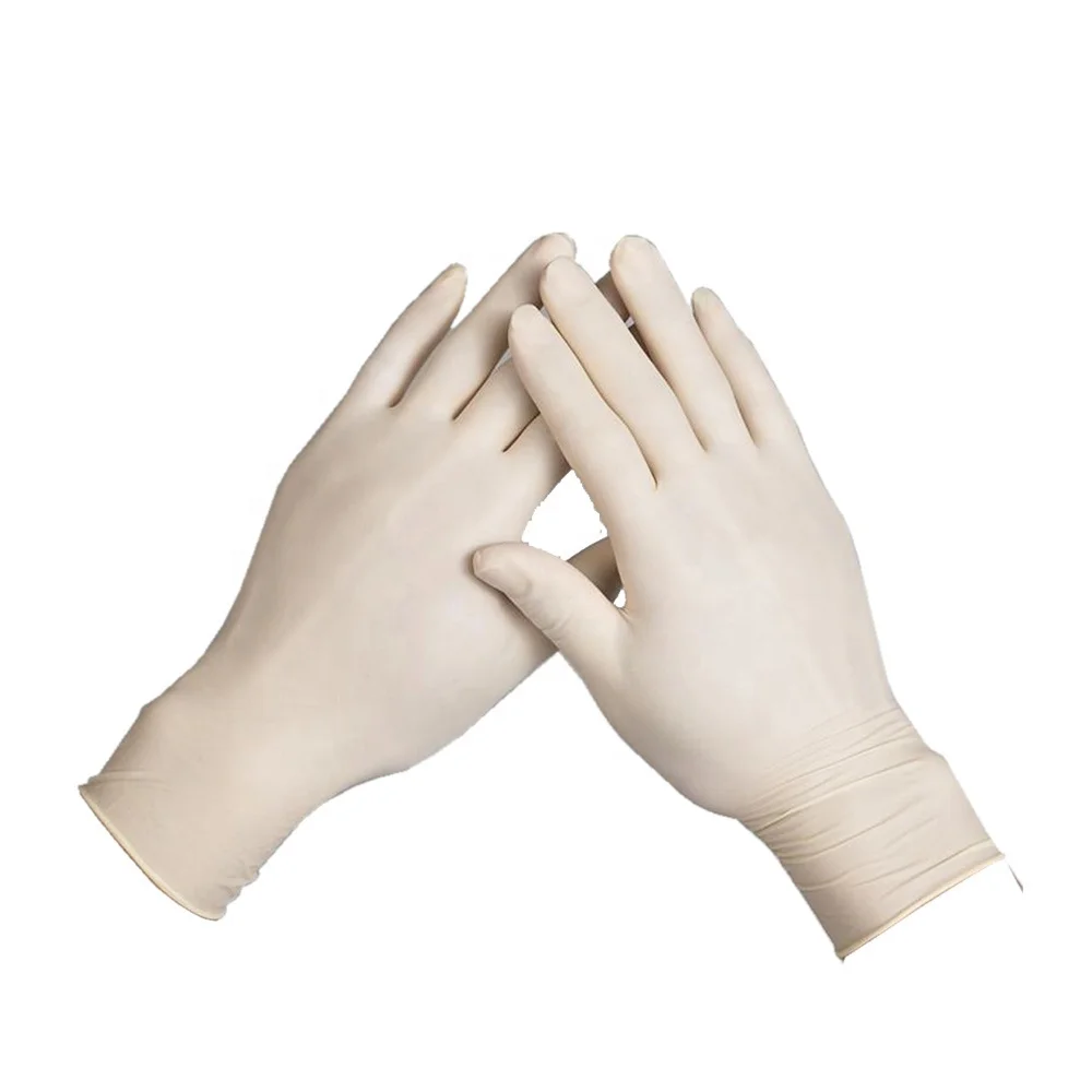 China Factory Cheap Natural Color Latex Rubber Powder Free Disposable Gloves