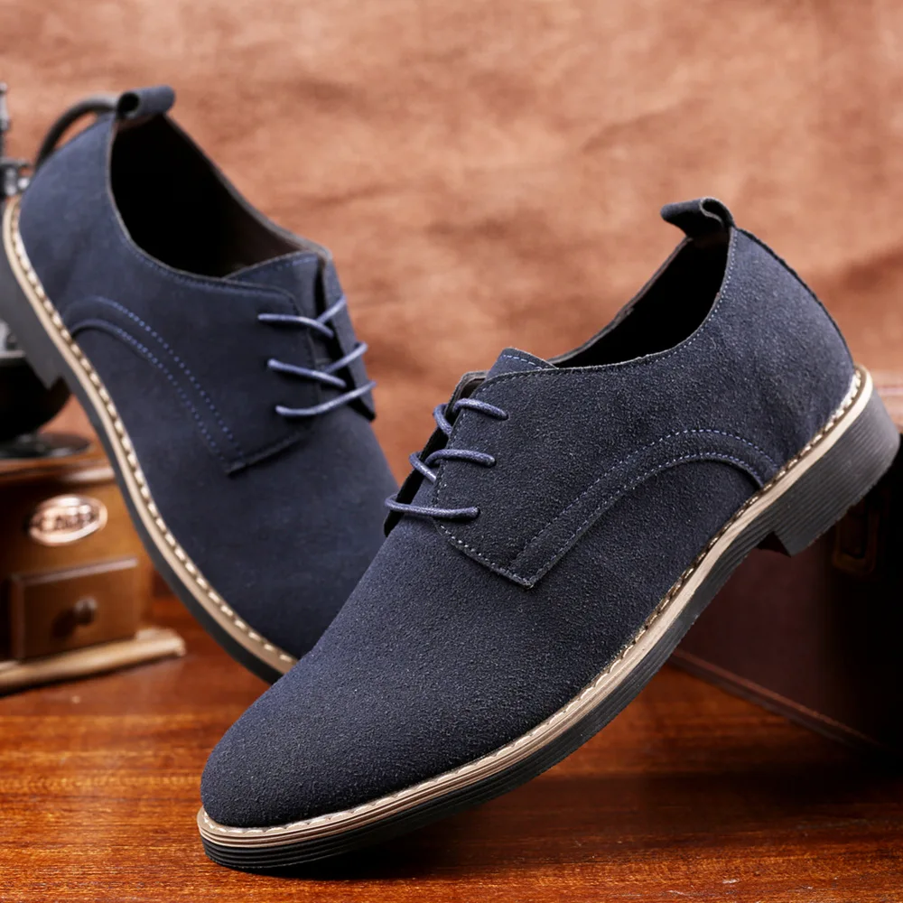 Mens British Style Business Casual Shoes in Plus Size PU Leather With Frosted Anti-Slip Lace-Up Closure Autumn Loafers