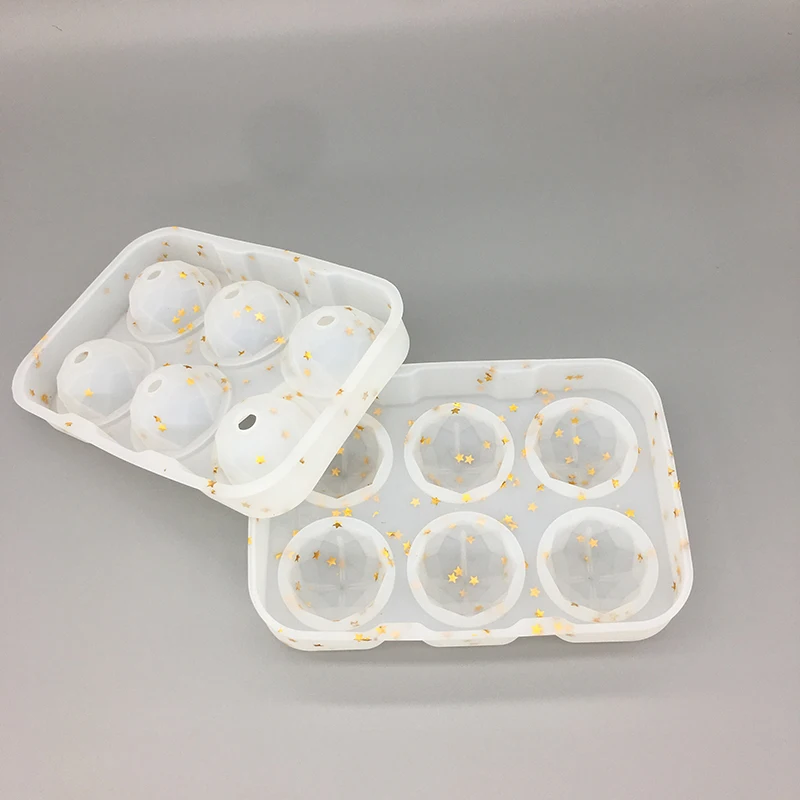 Eco-friendly 6 Cavity Easy to Demould Round Shape Non-toxic Food Grade Silicone Ice Ball Maker