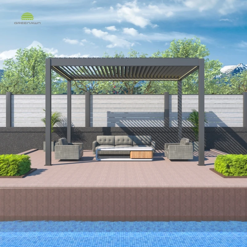 Outdoor Customized Remote Controlled Modern Bioclimatic Pergola Aluminum Alloy Louver Roof Sunroom Furniture