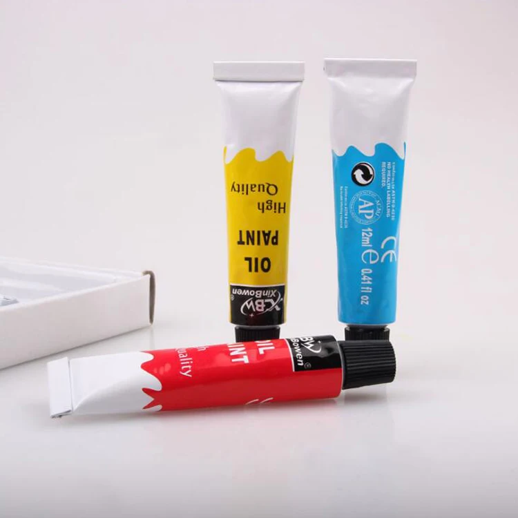 Xinbowen High Quality Art Supplies Professional Non-Toxic 12 Colors 12ML Aluminum Tube Oil Paint Set