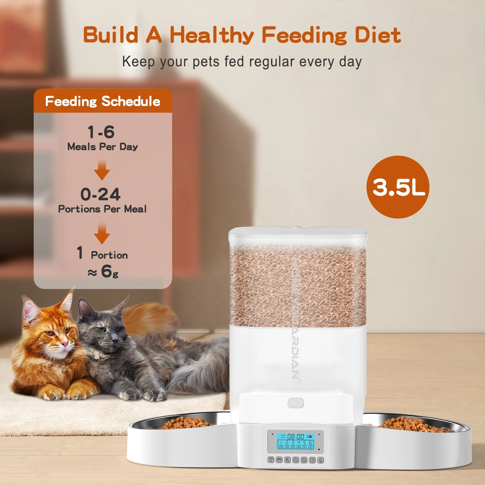New Arrival Automatic Pet Cat Feeder Both Sides for 2 Pets Cats Kittens Pet Feeder with Sealed Rotor Kibble Never Get Stuck