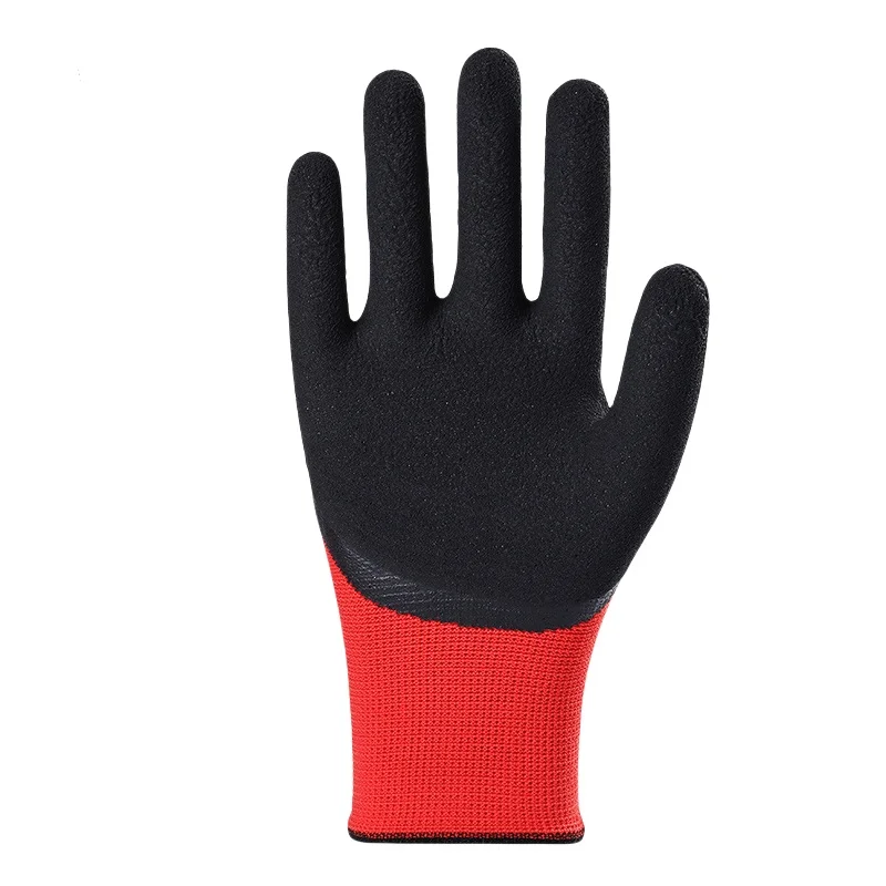 Wholesale latex Red padded foam breathable construction gloves Work safety gloves Nylon gloves