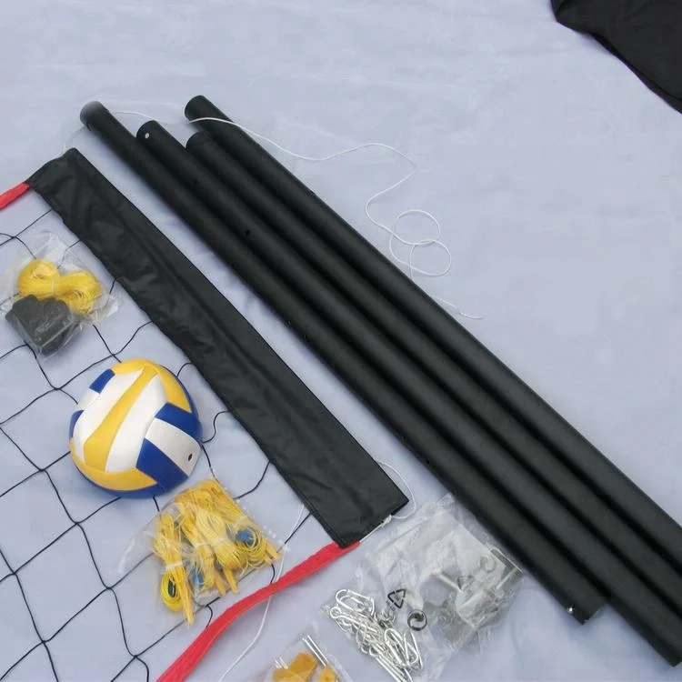 2 in 1 Volleyball & Badminton Combo Training Net Set Pole Stand