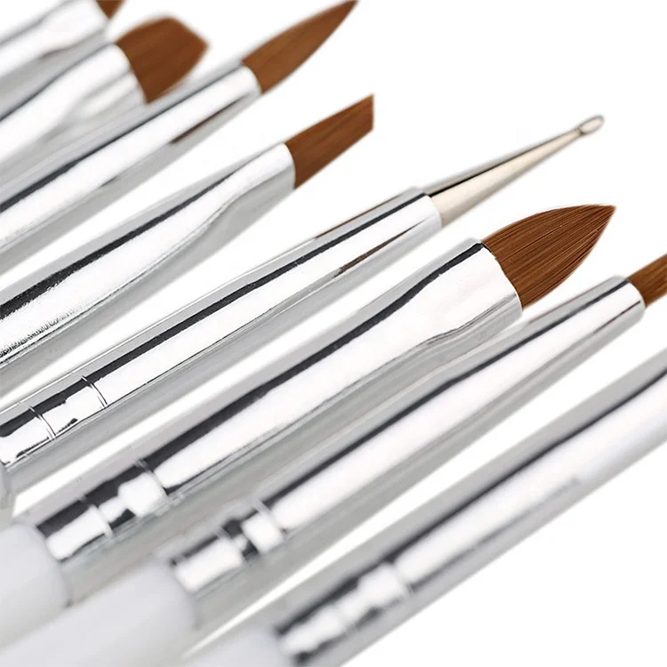 Custom Logo 8pcs/set 3D Paint Dot Draw Pen Acrylic Nail Liner Brushes Sets Manicure Painting Pen Nail Art Brush Set