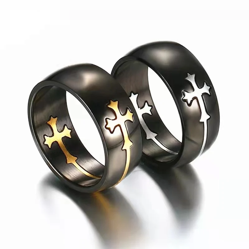 Latest Design in Christian Jewelry Stainless Steel Religious Serenity Prayer Ring for Men and Women with Removable Cross