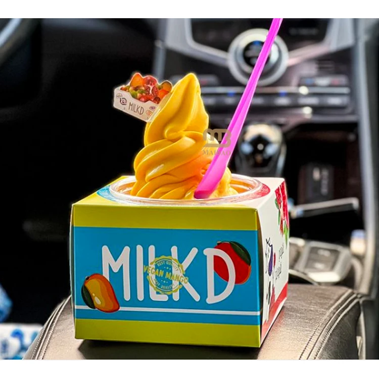 New design pink plastic cup insert packaging box custom disposable plastic cups for yoghurt ice cream unique plastic cups yogurt