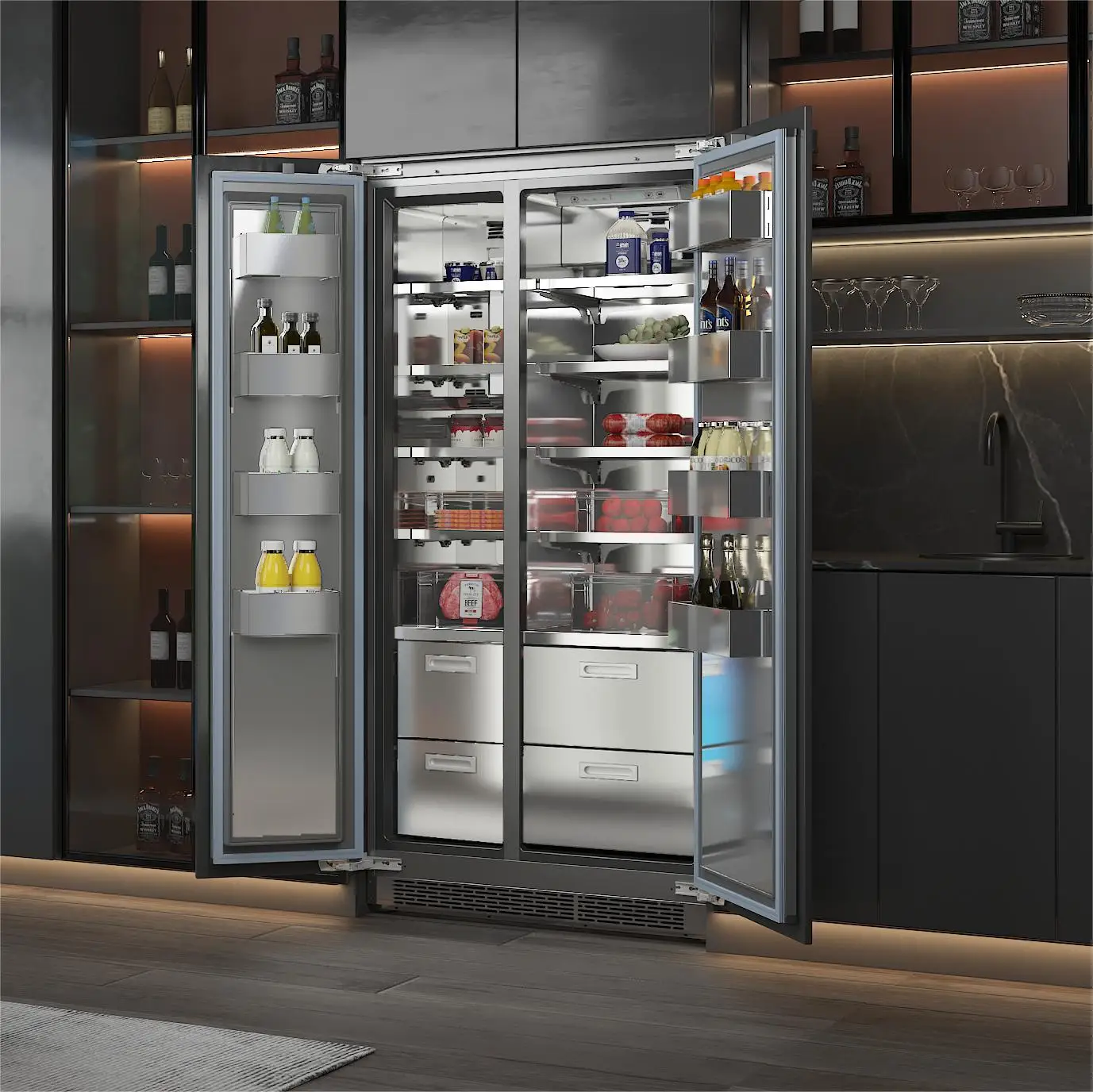 ZUNGUI BCD-455WQB Factory Direct Sale Cooling Refrigerator No Frost Built-in Refrigerator