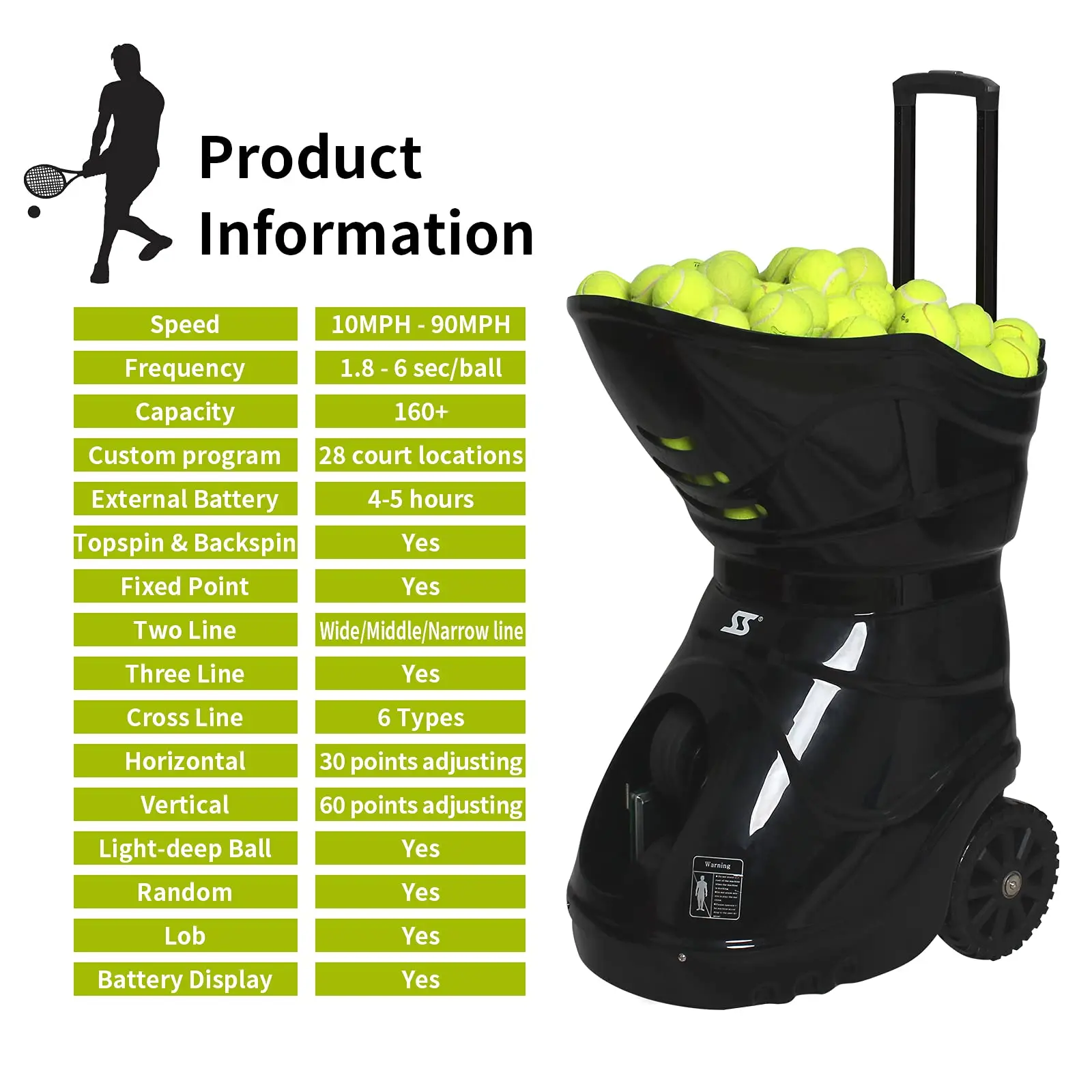 Good Quality Tennis Ball Machines APP Function SIBOASI  Automatic Tennis Training Machine with Battery